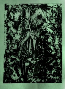 Forest Figure Linoprint, by Paul Watson